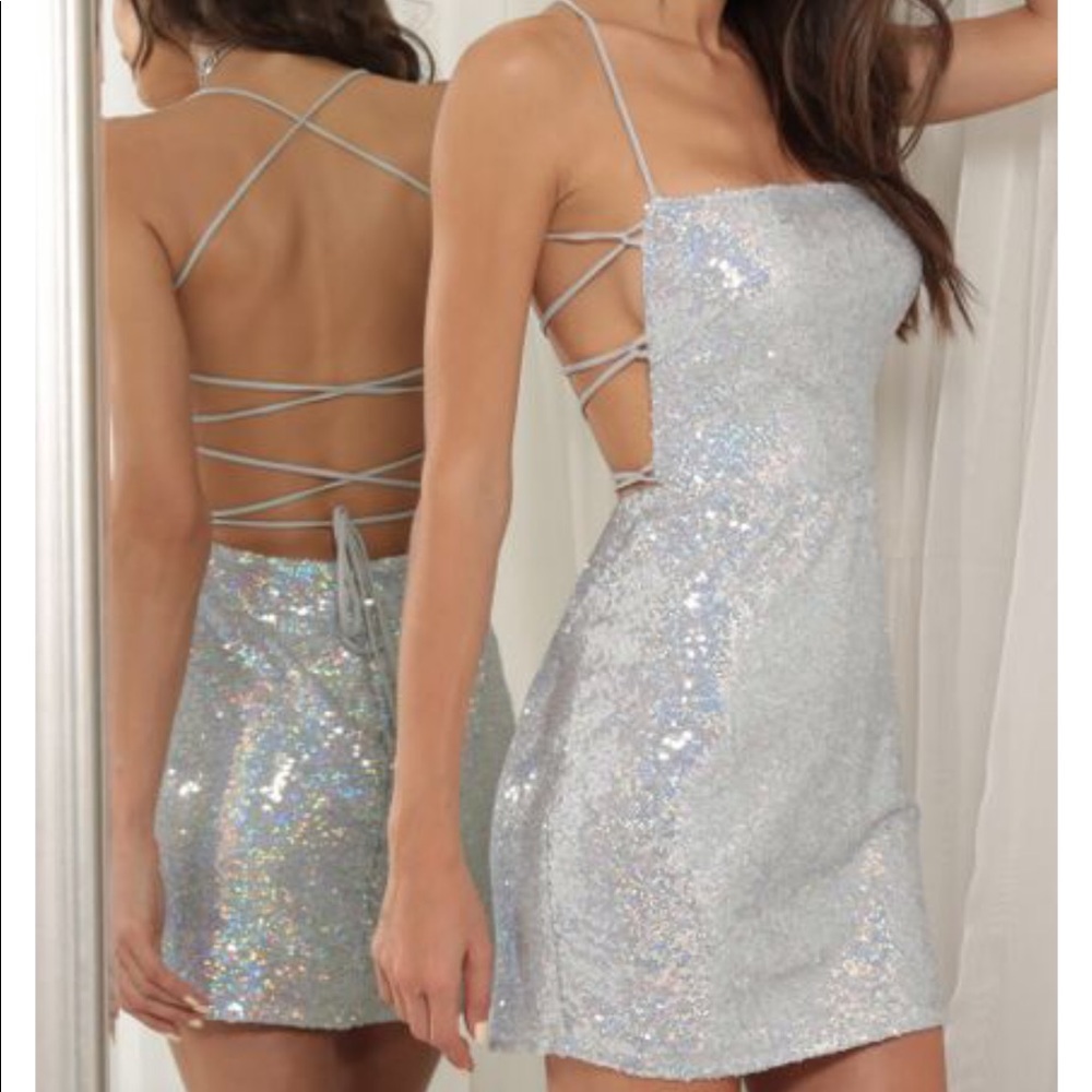 Lucy in the Sky Silver Sequin Party Dress